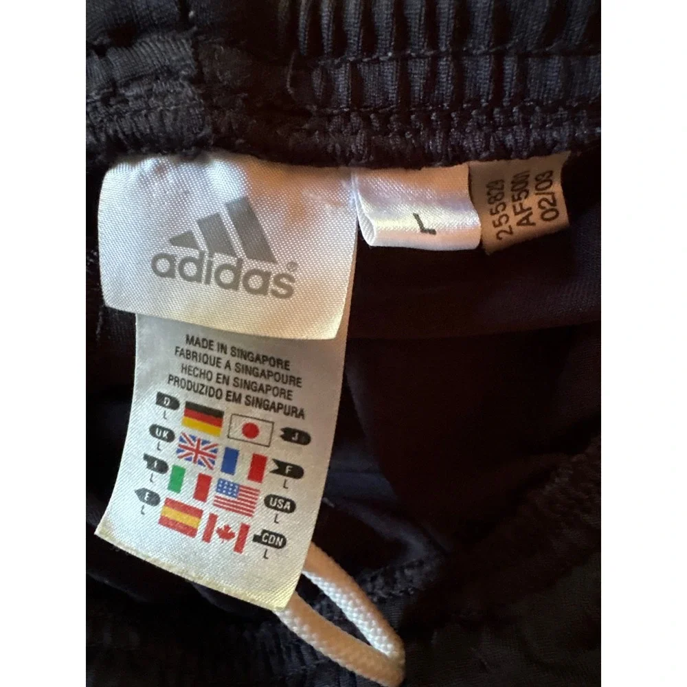 Adidas Mens Black 3-Stripe Track Pants Zipper Cuffs Vintage 2003 AF5001 Size L